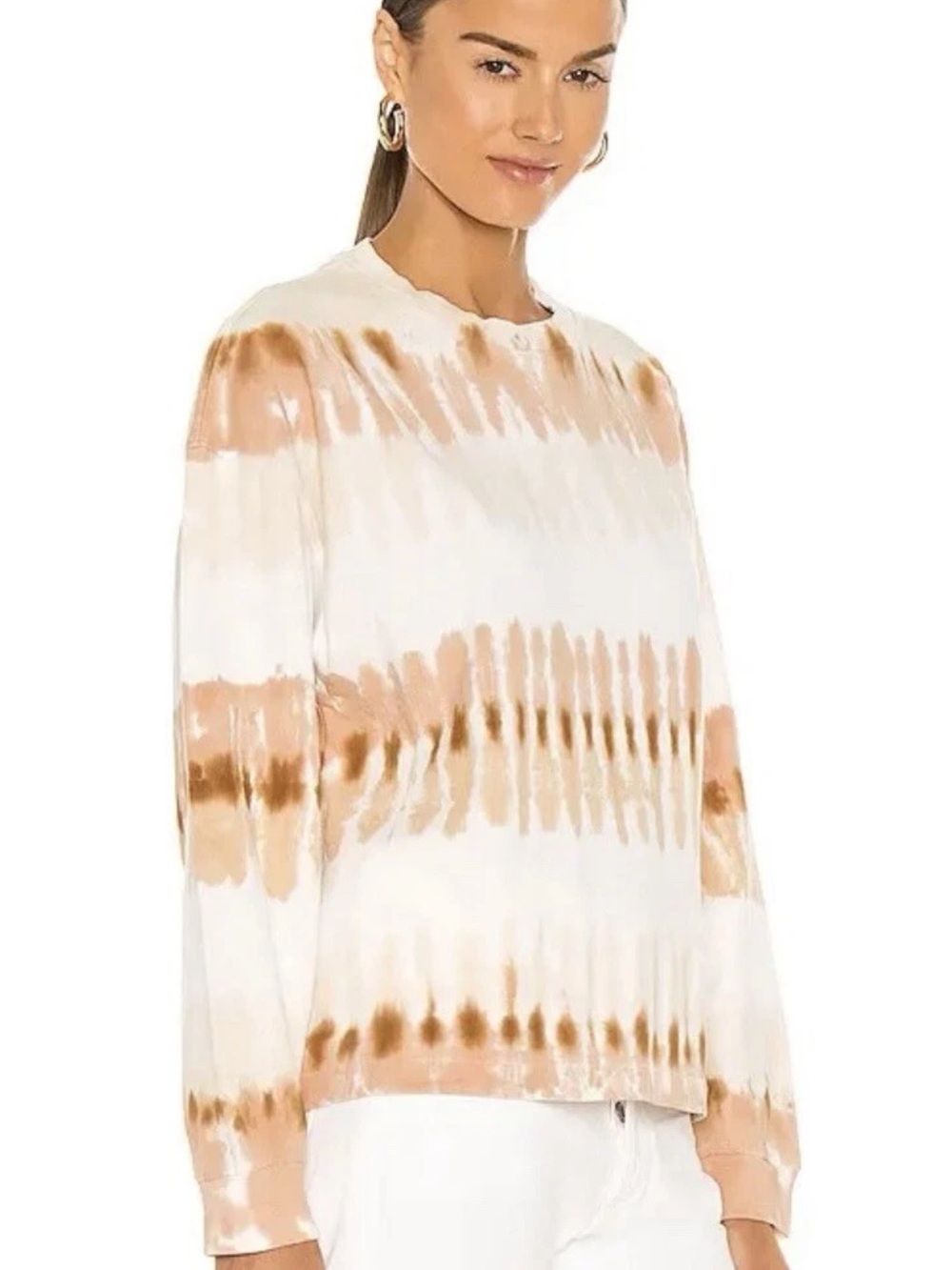 Citizens Of Humanity Cream and Tan Tie-Dye Long Sleeve Top